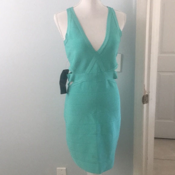 bebe Dresses & Skirts - Bebe Turquoise Bandage Large Dress New With Tags
